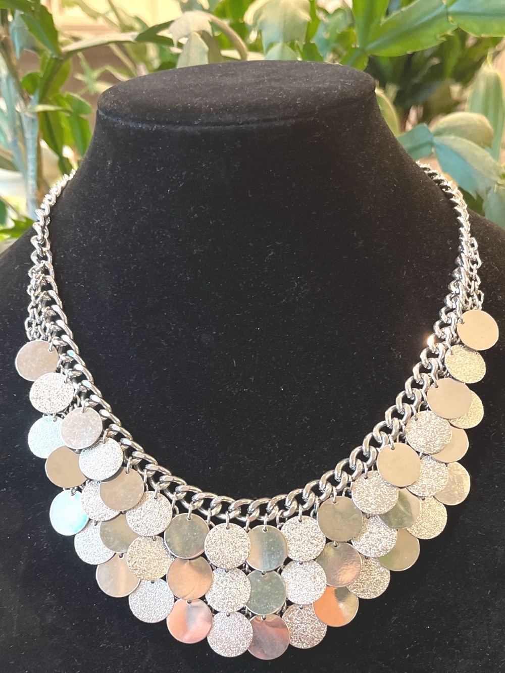 Layered Silver Disc Necklace - Women Jewelry